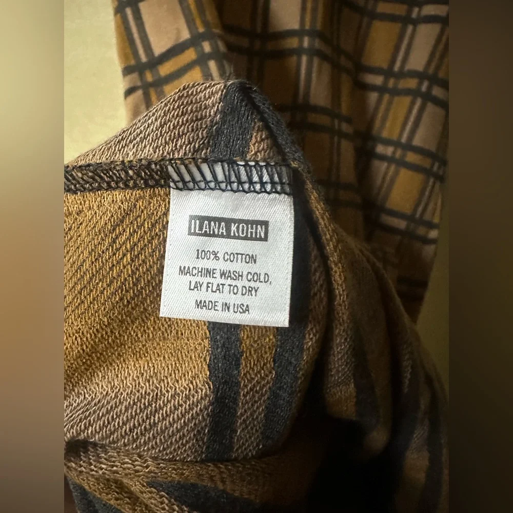 Ilana Kohn Shift Dress Brown Gold Black Plaid Check XS - Picture 3 of 10